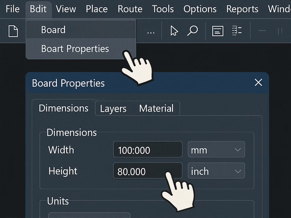 Changing PCB size