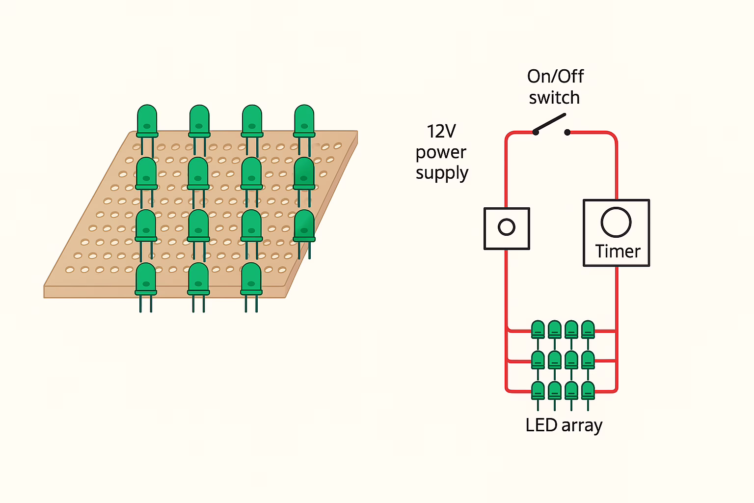 Erstellen des UV-LED-Arrays und eines einfachen Schaltplans